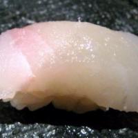 Fluke · One piece sushi two pieces sashimi.