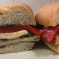 #29. The Avenue · Breaded chicken, fresh mozzarella, fire roasted red peppers and balsamic glaze.