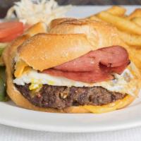 Jersey Burger · with Taylor Ham, Egg, and Cheese.