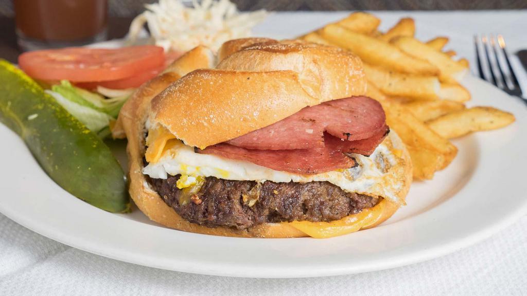 Jersey Burger · with Taylor Ham, Egg, and Cheese.