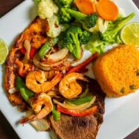 Mar Y Tierra · Grilled Chicken Breast with steak and shrimp