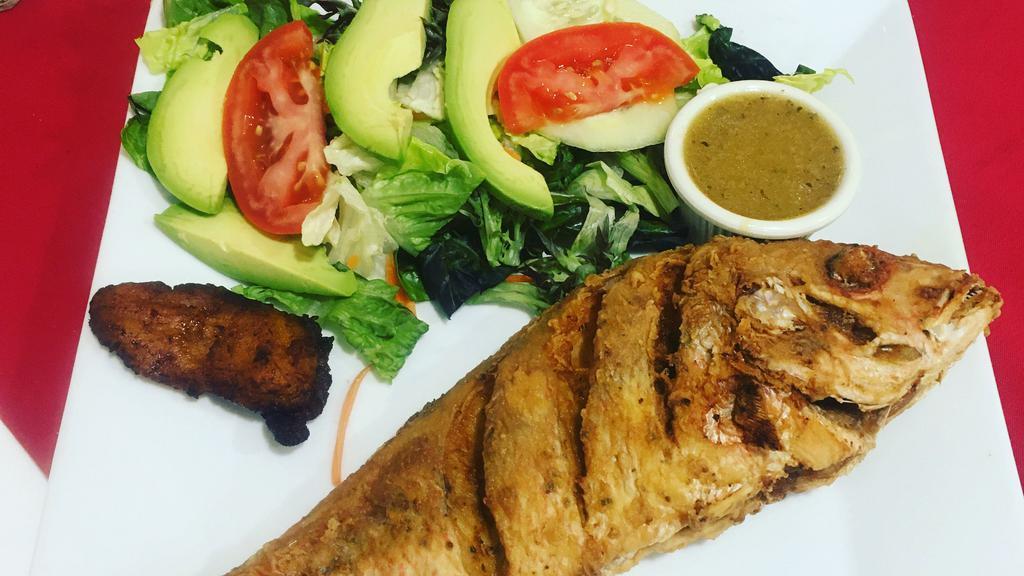 Pargo Frito · 1½-2 lbs. fried fresh red snapper 2 sides only