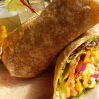Tilapia A La Plancha Wrap · Plancha Seared Tilapia with Lettuce, Tomato, Red Onions, Cheddar jack cheese & Chipotle Mayo.