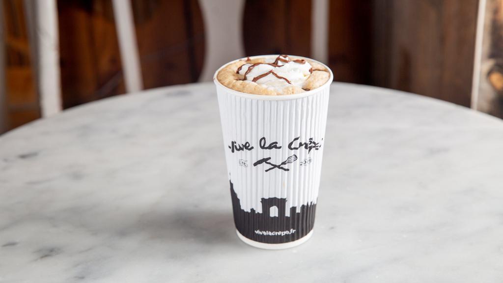 Nutella Mocha · Nutella melted by espresso, stirred into steamed milk, whipped cream and Nutella drizzle.