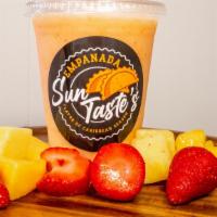 Mixed Fruits Juices · Delicious fresh natural mixed fruits:  Pineapple, mango, strawberry and peach (16 oz.)