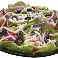 Garden Della Casa · Fresh greens, red onions, green peppers, black olives and tomatoes are topped with mozzarell...