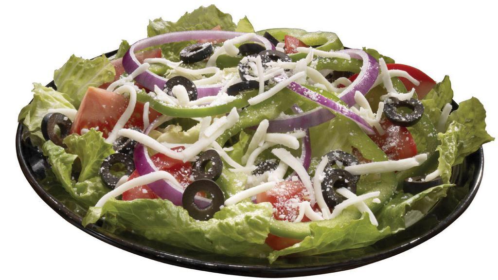 Garden Della Casa · Fresh greens, red onions, green peppers, black olives and tomatoes are topped with mozzarella and pecorino Romano cheeses.