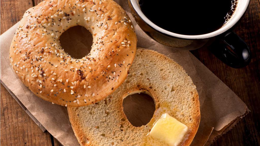 Fresh Bagel With Butter & Jelly · Customer's choice of Bagel, served toasted with a side of butter and jelly.