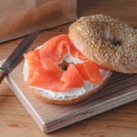 Fresh Bagel With Lox Spread · Customer's choice of Bagel, served toasted with a side of Lox Spread.