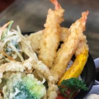 Shrimp Tempura Appetizer · Butter-fried 2-piece shrimp and 3-piece vegetable.