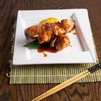Yakitori · 2 skewers grilled skewered chicken and pepper with teriyaki sauce.
