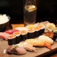 Sushi For 2 · Any Three 3 rolls and 15 pieces sushi. 3 tuna, 3 salmon, 2 fluke , 2 seabass, 3 yellowtail,2...