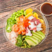 Regular Make Your Own Poke (Two Proteins) · Choice any two proteins, with as much mix in as you wanted.