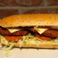 *Buffalo Chicken - Large · breaded crispy chicken, spicy buffalo sauce, american cheese, lettuce, tomatoes, bleu cheese...