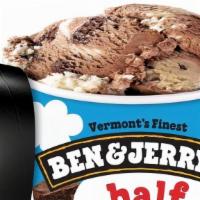 *Ben & Jerry'S Half Baked · Chocolate & Vanilla Ice Creams mixed with Gobs of Chocolate Chip Cookie Dough & Fudge Brownies