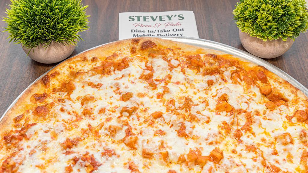 Buffalo · Breaded fried chicken cutlet tossed with Stevey's special buffalo wing sauce topped with mozzarella.