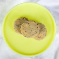 Black Sesame Tahini Cookie · Creamy tahini cookie speckled with black sesame seeds. vegan, GF contains: nuts. 1 cookie.