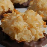 Chocolate Dipped Coconut Macaroon (Gluten-Free) · A rich coconut treat baked until golden and dipped in dark chocolate.