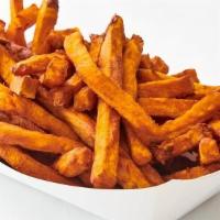 Sweet Yam Fries · Hand cut,  Southern skin-on yams, double fried in canola oil with added beef tallow.