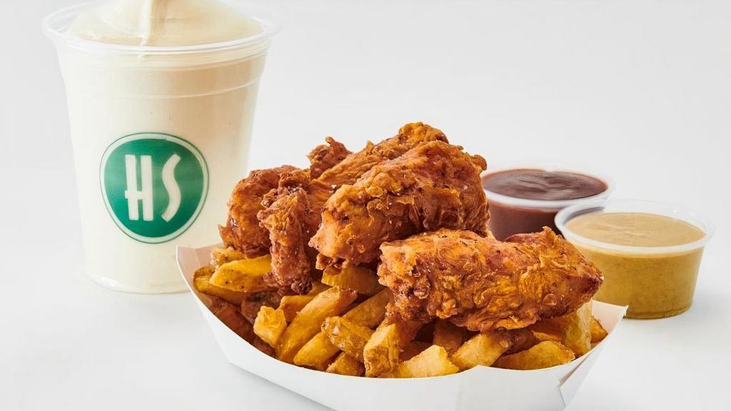 Fly Child · Chicken tenders, small fries, choice of fountain soda or vanilla or chocolate Shortie