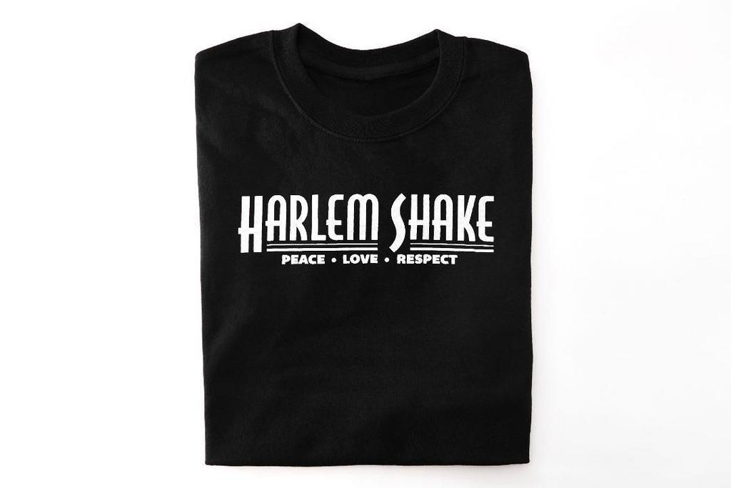T-Shirt- Large · Official Harlem Shake short sleeve t-shirt. Black with grey letters.