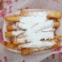 Funnel Cake Sticks · Topped with powdered sugar.