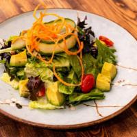 Glin Salad · Vegan. Mixed green vegetables, romaine, carrots, avocados tomato, cucumber with wasabi dress...