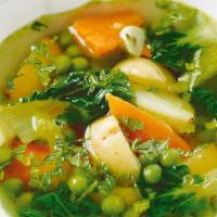 Small Vegetable Soup · With dried noodles.