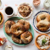 Bagel + Schmear · choose your own bagel adventure! choose the variety of bagel, cream cheese, fish + pickles. ...