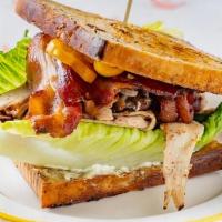 Turkey Pastrami Club · House Smoked Turkey, Heritage Bacon, Jalapeño Cream Cheese, Lettuce + Pickled Peppers on Hou...