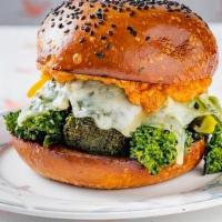 Broccoli Melt · Charred Broccoli + Broccoli Rabe, Romesco Sauce (nut free), pickled peppers and swiss cheese...