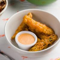 Fried Pickles · House kosher dills, turmeric pickled cauliflower + pickled beets in a crispy batter served w...