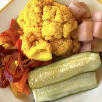 Pickle Plate · House assorted pickles (dill spears, red onions, peppers, turmeric cauliflower + seasonal ve...