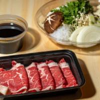 Beef Sukiyaki Pre-Assembled Nabe Set (Uncooked) · Semi-prepared to be finished with your own pots & pans in 10 mins, following easy instructio...