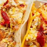 Chorizo Egg Taco · crumbled pork chorizo, scrambled eggs, potato