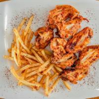 Grill Chicken Wings · 24 hours marinaded grilled chicken wings and French fries.