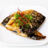Salted Grilled Mackerel (Saba) · Gluten-free. Wild-caught mackerel grilled with Japanese sea salt.