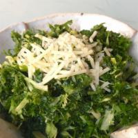 Kale Salad · Shredded kale, Brussels sprouts, lemon, almond and red onion. Gluten-free.  Contains nuts. W...
