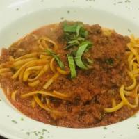 Spaghetti Alla Bolognese · Meat sauce.