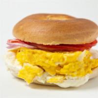 Egg & Bagel Sandwich · Scrambled eggs served on a toasted bagel!