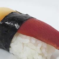 Clam Sushi · 1 piece. Choice of Red Clam (Hokkigai) or Sea Scallop (Hotategal).