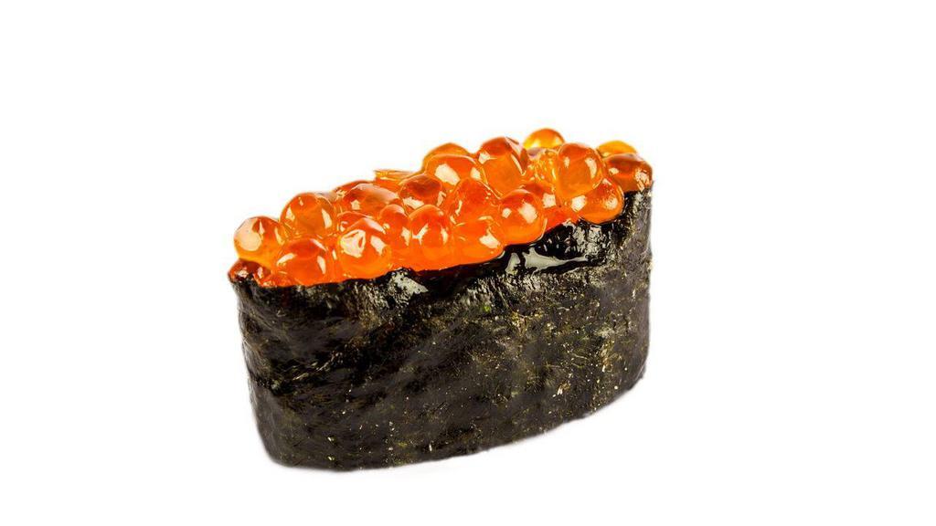 Roe Sushi · 1 piece. Choice of Salmon Roe (Ikura), Sea Urchin (Uni), Red Flying Fish Roe (Tobiko), Wasabi Flying Fish Roe (Tobiko), or Black Flying Fish Roe (Tobiko).