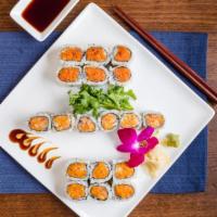 Maki Spicy Combo · Spicy tuna, spicy yellowtail, and crunchy spicy salmon. Served with miso soup or salad. Spicy.