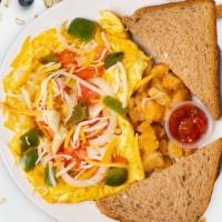 Washington'S Greek Omelette · Washington's classic omelette. Eggs, feta cheese, tomatoes, and onion.