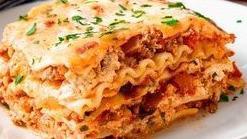 Baked Lasagna · Ground beef, ricotta cheese and mozzarella cheese.