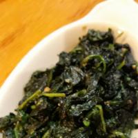 Spinach · Cooked with garlic