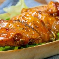 Vegetarian Mango Habanero Wings · Tasty vegetarian wings topped with special Mango Habanero sauce.