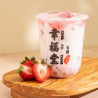 Strawberry Boba Milk · strawberry smoothie, handmade strawberry boba, organic whole milk