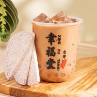 Taro Boba Milk Tea · taro, handmade taro boba, black tea, milk