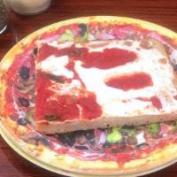 Grandma Slice · Thin Square Pan Pizza Slice With Homemade Marinara Sauce Topped With Fresh Mozzarella and Ga...